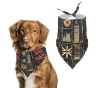 Set of Stamps with The Union Jack Dog Bandanas Triangle Scarfs Printing Bib Scarf Adjustable Accessories for Small Dogs And Cats