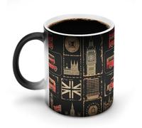 Set of Stamps with The Union Jack Heat Changing Coffee Mug Color Changing Mug Ceramic Cup for Women Men Gifts Idea