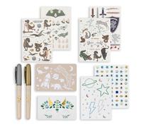 Set of temporary tattoos and face jewelry Green one size