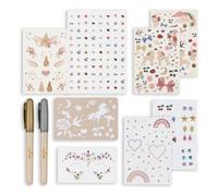 Set of temporary tattoos and face jewelry Pink one size