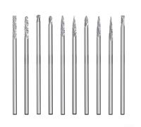 Set of Ten Alloy Rotary Files Compatible with Rotary Tools Featuring 3mm Shafts for Polishing, For Grinding, and Deburring Steel, Aluminum, Cast Iron, Comes with Storage Case (Double slot)