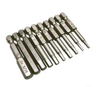 Set of Ten Magnetic Hex Wrench Bits Suitable for Diverse Uses in Electrical Work or DIY Projects