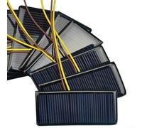 Set of Ten Mini Solar Cell Panels, for DIY Projects at 5V and 60mA Charging Power with Attached Connection Cable