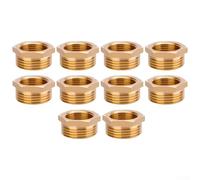 Set of Ten Reliable Brass Hex Bushings Designed to Connect Various Sized Pipes, Not Suitable for Drinking Water Systems
