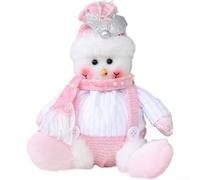 Set of Three Christmas Plush Dolls Featuring Sitting Santa Snowman and Reindeer Designs with Glitter Details for Holiday Window and Shelf Decor (B)