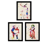Set of three color burst style sheets. Movie posters Shrek, Fiona and Donkey in A3 size Background color acurela unframed