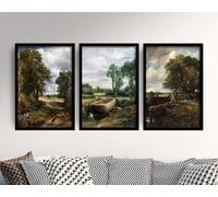 Set of Three John Constable Paintings The cornfield Lock Art Print Poster - 3x A4 Poster - Triptych rolled in tubes BensArt Triptych set 3 Three Stretched Mounted Multi Panel Wall Art Classic Picture