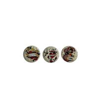 Set of Three Metal Retro Tattoo Design Coasters