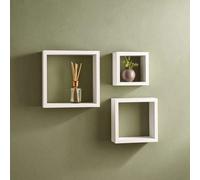 Set Of Three White Mdf And Pvc Coating Wall Cubes | Kayli