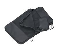 Set of travel compression packing cubes - TROIKA BLACK PACKING CUBES - 3 packing bags with zip closures and compression zip closure - for packing clothes wrinkle-free in a space-saving way