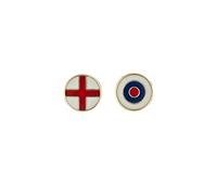 Set of two 9ct Yellow Gold enamel England flag and bullseye Gents stud earrings/Gift box