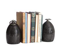 Set of Two Black Heavyweight Marble Weighted Book Ends (AD78)