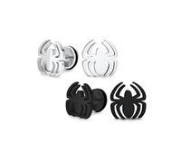 Set of Two Black Silver Widow Spider Insect Faux Fake Cheater Illusion Plug Stud Piercing Earrings Surgical Steel 16G Stud Earrings For Men For Women
