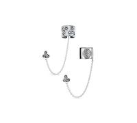Set of Two Celtic Irish Viking Swirl Sun & Trinity Triskele Wrap Cartilage Ear Cuff Chain Pierced Ear Stud Earrings 1Pcs Oxidized .925 Sterling Silver