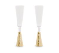 Set Of Two Champagne Glasses With Gold Finish Stem, Crystal Sparkling Flutes, Glassware With Cone-Shaped Top Premier Housewares Clear One Size