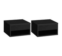 Set of Two Floating Bedside Tables - High Gloss Black