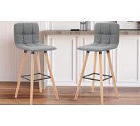 Homcom Bar Stool Set Of 2 Armless Button-Tufted Counter Height Bar Chairs Grey