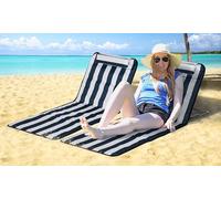 Outsunny Set of 2 Foldable Beach Chairs, Adjustable Back, Metal Frame, Head Pillow, Blue