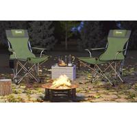 Set of Two Outsunny Folding Camping Chairs: Olive Green and Grey
