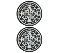 Set of Two - Patchion Medal of Saint Benedict - Reverse - Sew-on - Embroidered Patch/Badge/Emblem