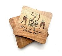 Set Of Two Personalised Wedding Anniversary Coasters Gift 5th, 10th, 25th, 30th, 40th, 50th, 60th anniversary