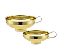 Set of Two Practical Stainless Steel Funnels with a Wide Opening for Easy Dispensing Tasks (Gold)