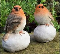 Set Of Two Robins On Stones Home Or Garden Decoration Animal Crackers Multi One Size