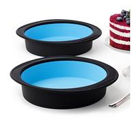 Set of Two Round Thick Silicone Cake Moulds - Blue & Black
