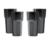 Set of Unbreakable Reusable Polycarbonate Plastic Black Octagon Shaped 12 OZ Tumblers. (3340ml /12oz) to Rim Height 14.4cm, Max Diameter 7.9cm Realistic Alternative to Real Glass (4)