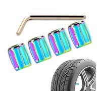 Set of Universal Metal Anti-Theft Tyre Valve Caps - Third Generation Car Decorative Covers | Suitable for Cars, Trucks, Motorcycles, Zinc + Brass, Colorful/Black/Red/Silver