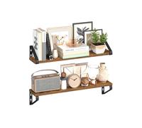 Set of Wall-Mounted Picture Ledge, Rustic Brown / Set of 2 (11.2 x 60 cm)