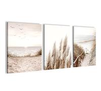 Set of Wall Pictures Boho Pampasgras - Completely Ready to Hang - Modern Collage Beach Vintage - Living Room Bedroom - N003935a