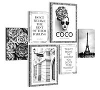 Set of Wall Pictures Coco - STYLISH, NO FRAME REQUIRED - Modern Collage Quotes - Living Room Bedroom - N015963a