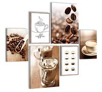 Set of Wall Pictures Coffee Kitchen - STYLISH, NO FRAME REQUIRED - Modern Collage Coffe - Dining Room Kitchen Pictures - N004363a
