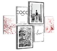 Set of Wall Pictures Fashion - Stylish, NO Frame Required - Modern Collage Coco - Girl Room Living Room - N021763a