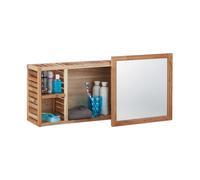 Set of walnut bathroom shelves, wall shelf with mirror, storage, 5 shelves