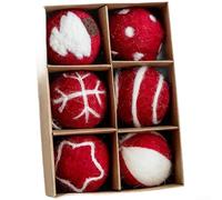 Set of Wool Felt Ball and Snowflake Ornaments for Christmas Tree DIY Decoration 6pc 5cm or 36pc Hemp Rope for Hanging (D)
