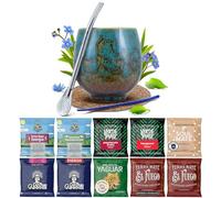 Set of yerba mate samples with accessories | Yerba mate Yaguar, Verde Mate, Soul Mate, Guarani, El Fuego, Rio Parana | Calabash, bombilla and accessories | 10x50g | Natural caffeine | 500g | 0.5kg