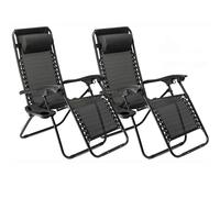 Set Of Zero Gravity Reclining Garden Chair Recliner Lounger Gr8 Garden Black One Size