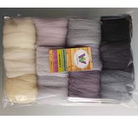 Set P* Pure Merino Wool Tops for Needle and Wet Felting Set 12 Colours 60g (60 g)