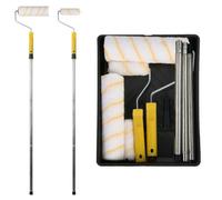 Set Paint Rollers Extension Pole Tray Brush Roller Sleeves Painting Wall Ceiling