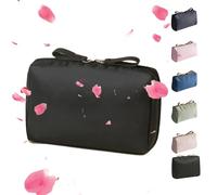 Set Patient Travel Makeup Pouch, 2024 New set patient makeup bag, multi compartment toiletry cosmetic bag, multi compartment toiletry bag, Large Capacity Waterproof Makeup Bag (S,Black On Black)