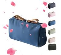 Set Patient Travel Makeup Pouch, 2024 New set patient makeup bag, multi compartment toiletry cosmetic bag, multi compartment toiletry bag, Large Capacity Waterproof Makeup Bag (L,Dark Blue)