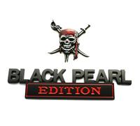 Set Pirate Black Pearl Emblem Captains Jack Sparrow 3D Sticker Car Badge Decal Custom Fit for Universal Car Truck SUV Vehicle (Black Red)