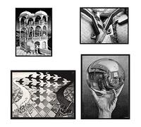 SET POSTER Wall Prints ESCHER Style Cardboard Extrawhite - WITHOUT FRAME - Wall Decoration Living Room Home Decor Bedroom Kitchen (ESCHER)