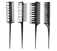 Set, Professional Hair Dyeing Highlights Combs Carbon Fiber 4pcs Black | Four-piece Styling Comb Set, Unbreakable Build, Adds Volume, Hair Coloring Tool for Salon Use