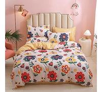 Set Queen Size Bohemia Floral Cotton Pattern with Zipper Closure Soft Lightweight Hypoallergenic Microfiber Piece 1Duvet Cover+ Bed Sheet+ Pillow Case (Color : C) (F)