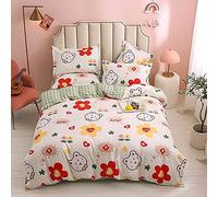 Set Queen Size Bohemia Floral Cotton Pattern with Zipper Closure Soft Lightweight Hypoallergenic Microfiber Piece 1Duvet Cover+ Bed Sheet+ Pillow Case (Color : C) (D)