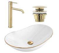 Set Rea Royal Gold Edge + Lungo Gold Tall Tap + Gold Click-Clack Plug