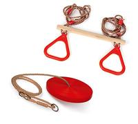 Set Rope Wooden Trapeze Swing & Plate Seat Garden Toy